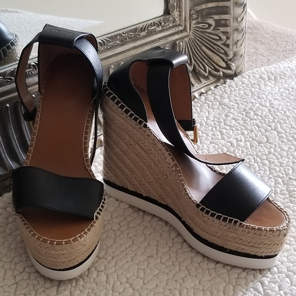 See By Chloe Black and Tan Wedge Heels - Picture 4 of 10